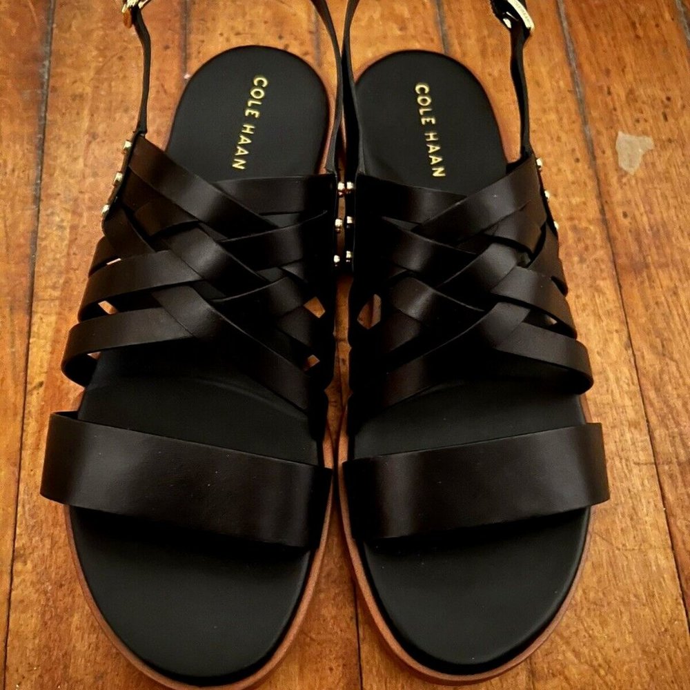 Cole Haan Black, Leather sling back sandals 6.5